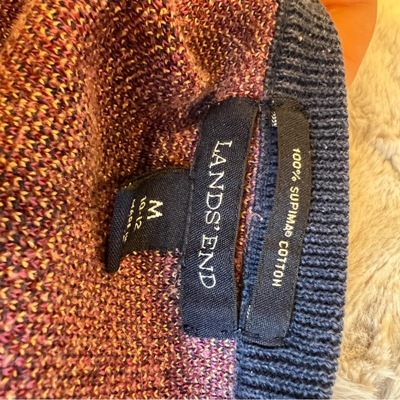 Super cute pink and navy blue button down cardigan by Land’s End Medium M pocket - Picture 6 of 7